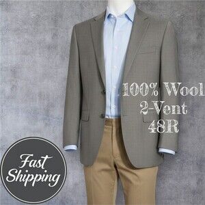 $450 CALVIN KLEIN Mens Blazer Sport Coat 2-Button Jacket Slim fit 48R Wool Gray